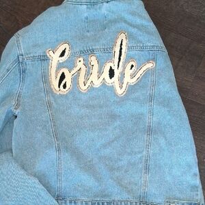 Love Tree Blue Jean Jacket with Gold Embroidery